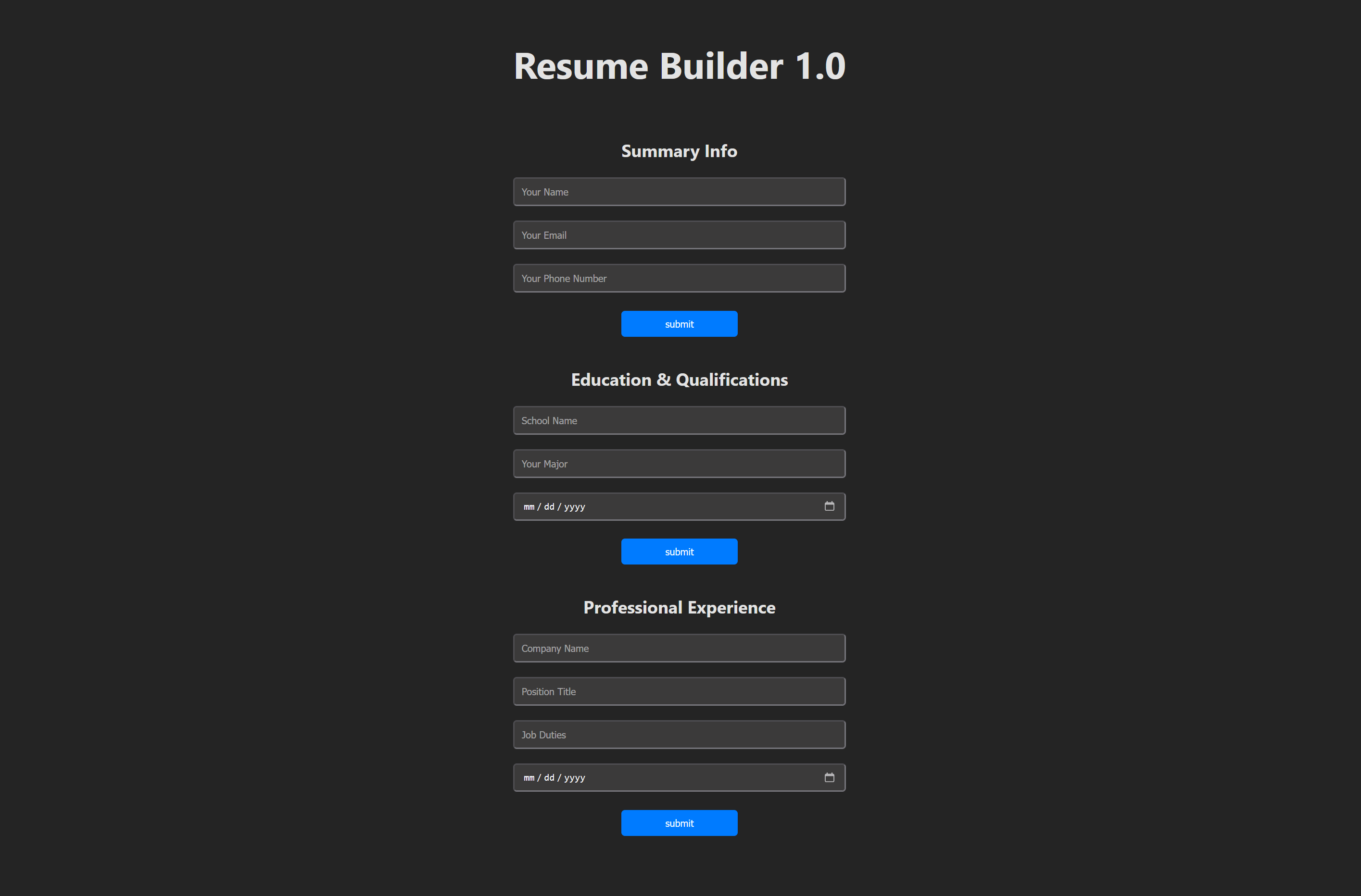 Resume Builder Screenshot